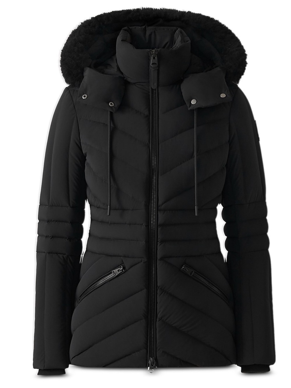 MACKAGE NADIA-SHZ BLACK M - BRAND NEW LADIES DOWN JACKET WITH SHEARLING TRIM